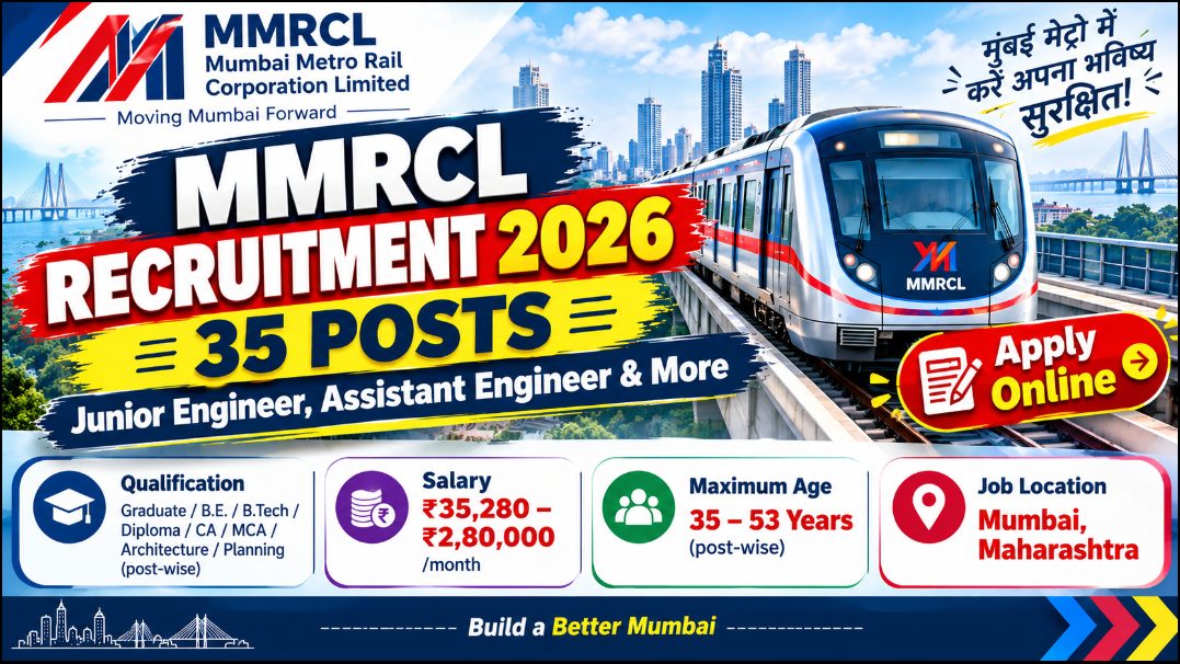 MMRCL भर्ती 2026: मुंबई मेट्रो में इंजीनियर, मैनेजर और फाइनेंस के 35 पद